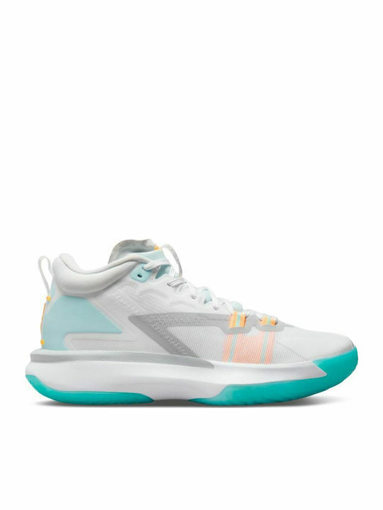 Jordan Zion High Basketball Shoes White Laser Orange Dynamic
