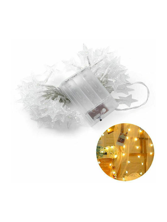 Light Bulb LED 5μ Warm White Battery In String with Transparent Cable Stars