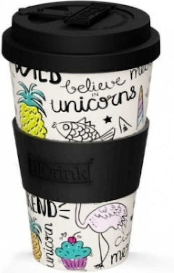iDrink Unicorn Cană Plastic cu Capac Bej 435ml