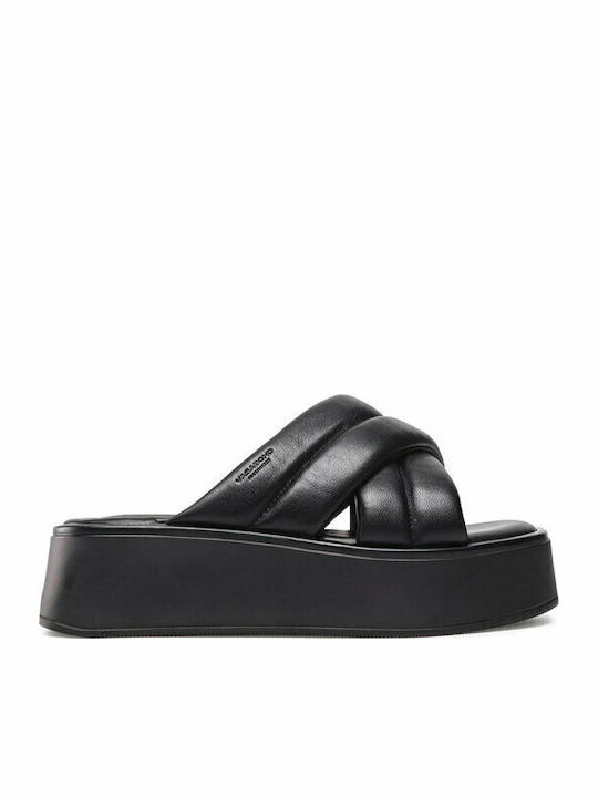 Courtney Leather Women's Flat Sandals in Black Color