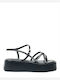 Courtney Δερμάτινα Γυναικεία Σανδάλια Flatforms Μαύρα