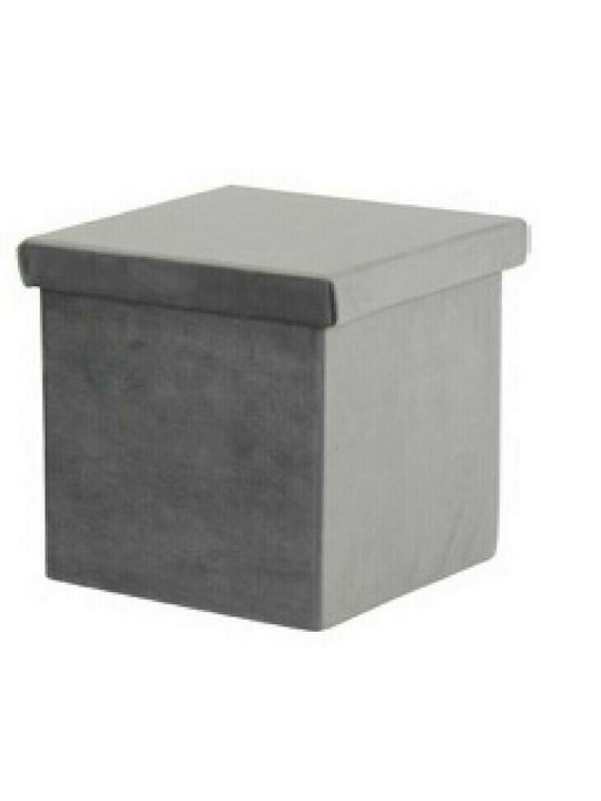 Decorative box velvet grey polyester 20x20x3 cm