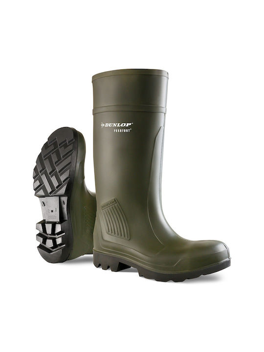 Dunlop Purofort Professional Non-Slip Work Wellies Knee Khaki