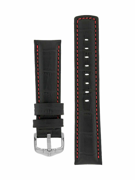 Hirsch Grand Duke Long Lederriemen Schwarz 24mm