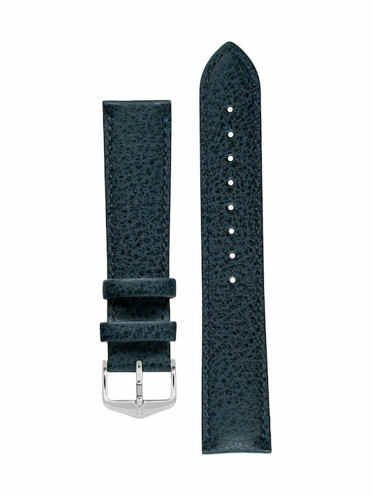 Hirsch Kansas Δερμάτινο Λουράκι Navy Μπλε 24mm