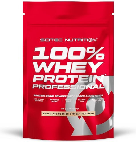 Scitec Nutrition 100% Whey Professional Protein Whey Gluten Free with Flavor Chocolate Cookies & Cream 500gr