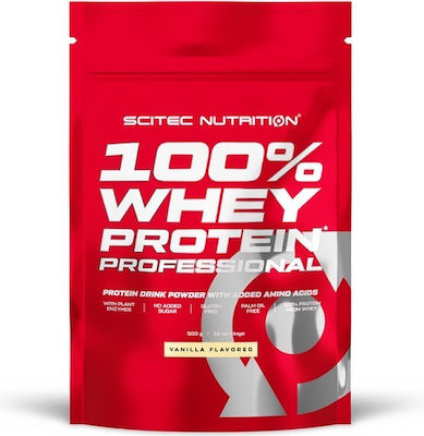 Scitec Nutrition 100% Whey Professional with Added Amino Acids Whey Protein Gluten Free with Flavor Vanilla 500gr