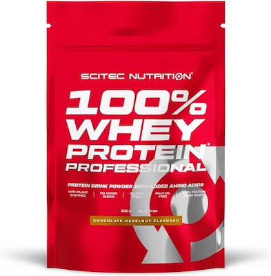 Scitec Nutrition 100% Whey Professional with Added Amino Acids Whey Protein Gluten Free with Flavor Chocolate Hazelnut 500gr