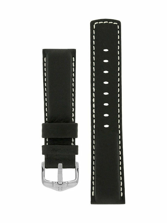 Hirsch Mariner Lederriemen Schwarz 24mm