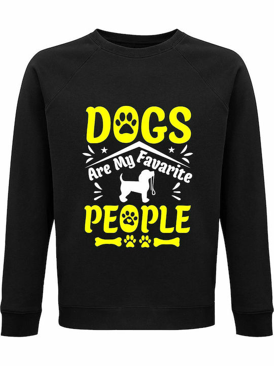 Sweatshirt Unisex, Organic " Dogs Are My Favorite People ", Black