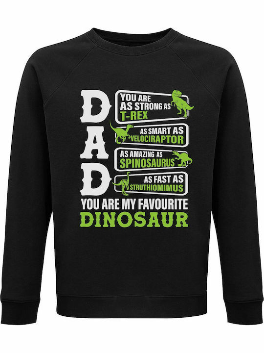 Hanorac unisex, organic " DAD You Are My Favourite Dinosaur ", negru