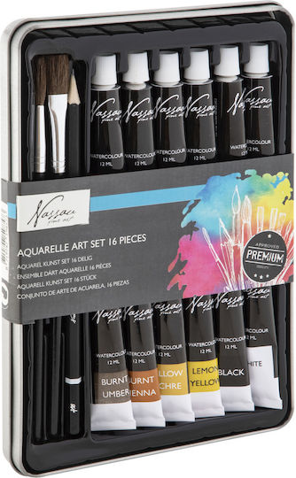 Nassau Nassau Fine Art Tempera de Pictură Acuarelă Set cu perii în Tubular 12ml 16buc