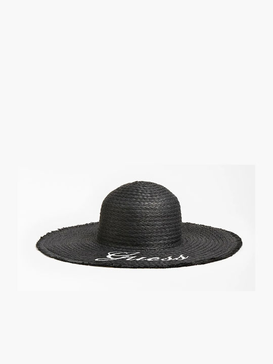 Guess Γυναικείο Ψάθινο Καπέλο Floppy Μαύρο