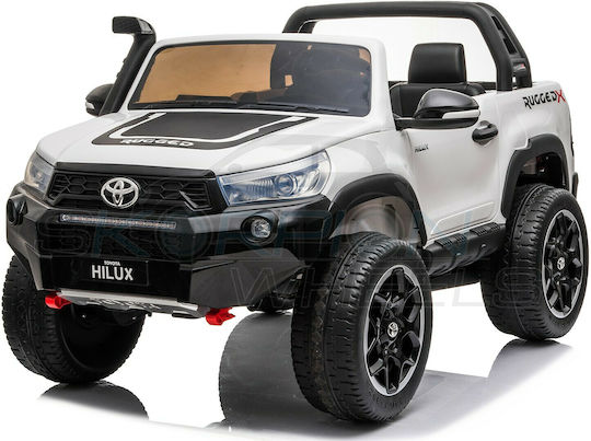 Toyota Hilux Doppelsitzer mit Fernbedienung Lizensiert 12 Volt Weiß Für 1+ Jahre