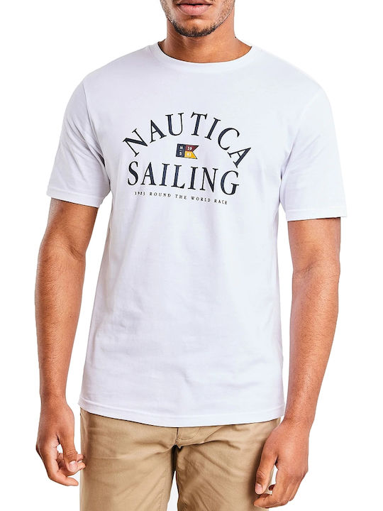 Nautica T-shirt Bărbătesc cu Mânecă Scurtă Alb