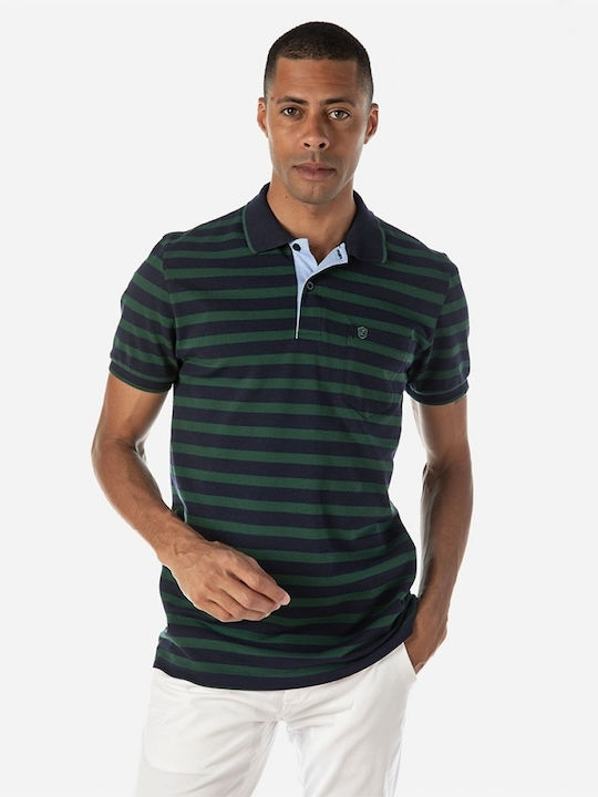 Sogo Men's Short Sleeve Blouse Polo Navy / Green