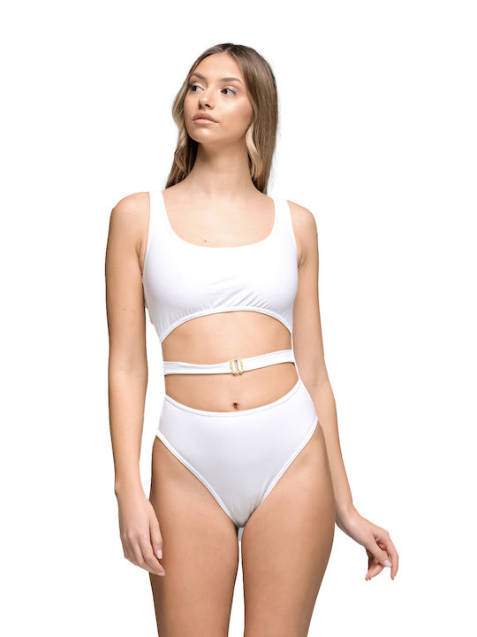 LikeMe One-Piece Swimsuit with Cutouts White