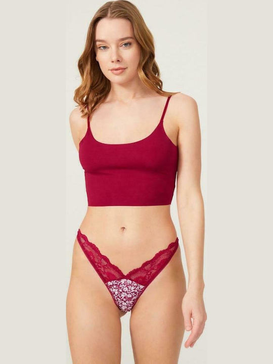 CottonHill Annie Women's String with Lace Burgundy