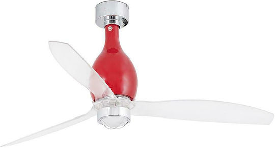 Faro Barcelona Mini Eterfan M Ceiling Fan 128cm Shiny Red / Transparent