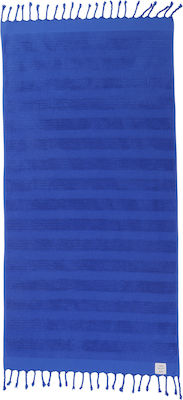Nef-Nef Expression Πετσέτα Θαλάσσης Παρεό με Κρόσσια Μπλε 160x80εκ.