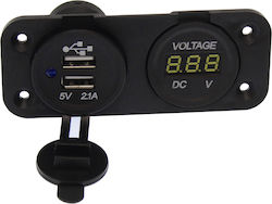 Carsun Spannungsmesser Für das Auto 30mm Autovoltmeter USB-Set mit Panel