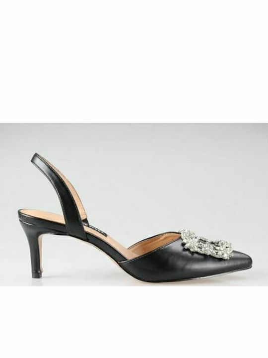 Nine West Avery Δερμάτινες Γόβες με Λεπτό Μεσαίο Τακούνι Μαύρες