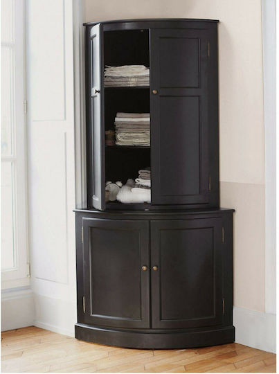 Pile Living Room Display Cabinet from Solid Wood Black 100x71x80cm