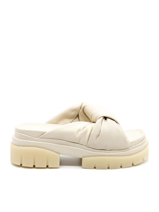 Ash Combo A Leather Women's Flat Sandals Beige