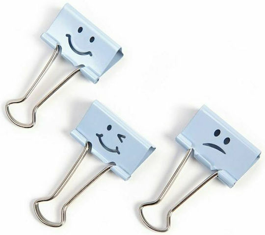 Rapesco Κλιπς Μεταλλικά Binder Clip Emoji 19mm Μπλε 20τμχ