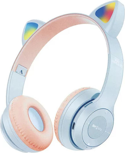 P47M Cat Ear Kabellos / Kabelgebunden Am Ohr Kopfhörer mit Radio Hellblau