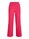 Women's High-waisted Fabric Trousers with Elastic Straight Line Bright Rose