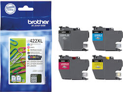 Brother LC422XL Πακέτο 4 Μελανιών Εκτυπωτή InkJet Κίτρινο / Κυανό / Ματζέντα / Μαύρο (LC-422XLVAL)