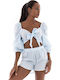 Only Ivy Damen Top Strand Blau