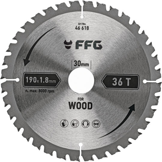 FFG Δίσκος Κοπής Ξύλου με 60 Δόντια 254mm