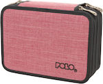 Polo Pencil Case with 3 Compartments Pink Solido