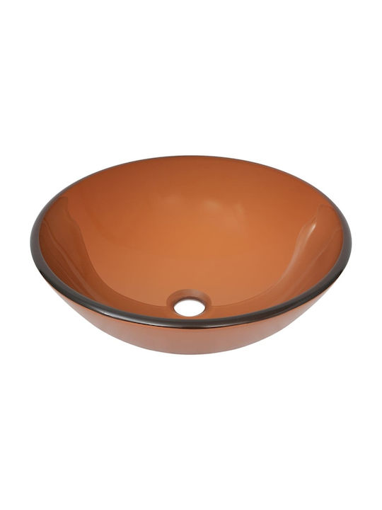 vidaXL Vessel Sink Glass 42x42x14cm Brown