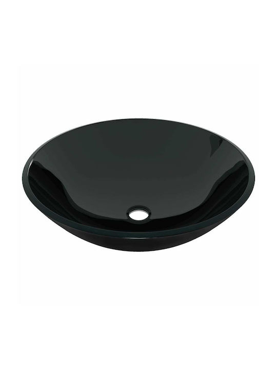 vidaXL Countertop Sink Sticlă 42x42cm Black