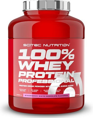 Scitec Nutrition 100% Whey Professional with Added Amino Acids Proteină din Zer Fără gluten cu Aromă de Ciocolată albă cu căpșuni 2.35kg