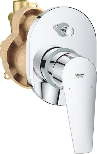 Grohe Bauedge Μίκτης Μπαταρίας Εντοιχισμού Ντουζιέρας 2 Εξόδων Ασημί