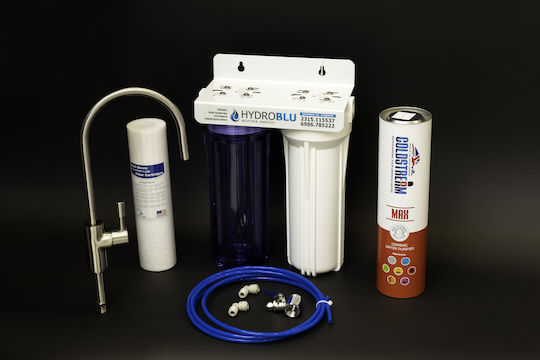 Coldstream Water Filtration System Double Under Sink Micron 1/4'' with Faucet & Replacement Filter Coldstream Max Ceramic 0.5μm, Coldstream PP 5μm