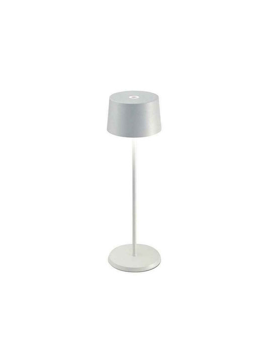 Zafferano Olivia Metal Table Lamp LED with White Shade and Base