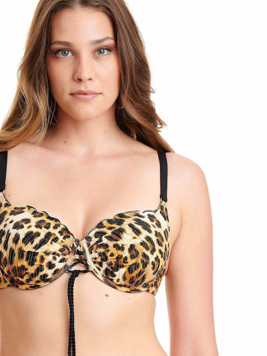 Bikini Σουτιέν D Cup με Ενίσχυση Animal Print