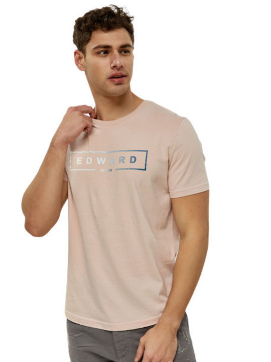 Edward Jeans Ανδρικό T-shirt Nude με Λογότυπο