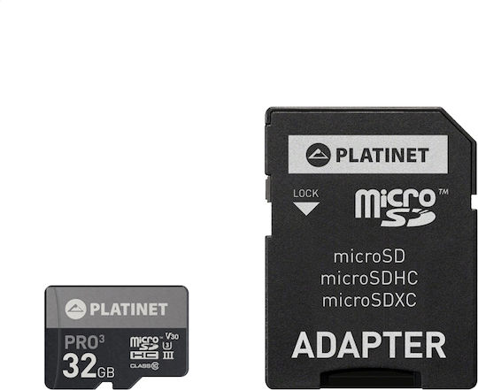 Platinet microSDHC 32GB V30 UHS-III 90MB/s με αντάπτορα