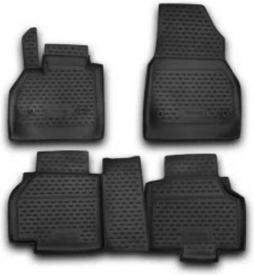 Novline Set of Front and Rear Mats 4pcs Tray Type for Renault Kangoo 2008+ Black