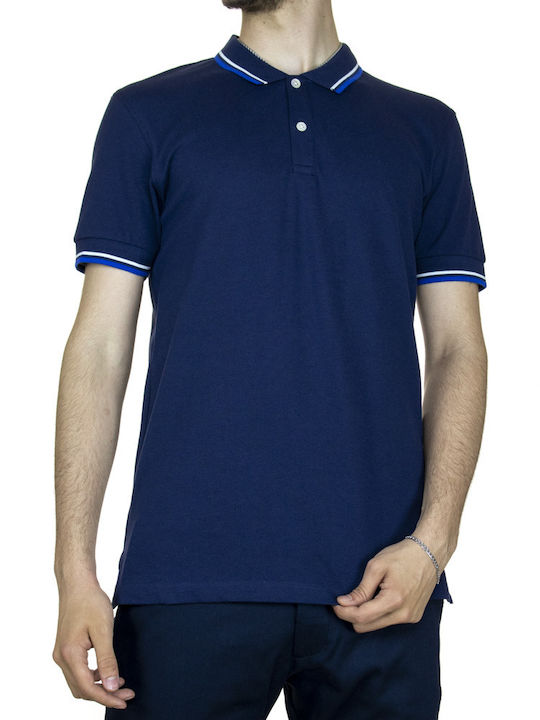 Celio Bluza Bărbătească cu Mânecă Scurtă Polo Albastru marin