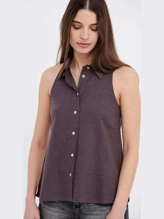 Funky Buddha Women's Linen Monochrome Sleeveles...