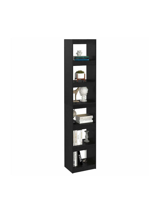 Floor Solid Wood Shelf Black 40x30x199cm