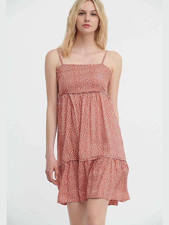 Funky Buddha Summer Mini Dress with Ruffle Dusty Pink