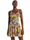 Desigual Summer Mini Dress with Ruffle Yellow